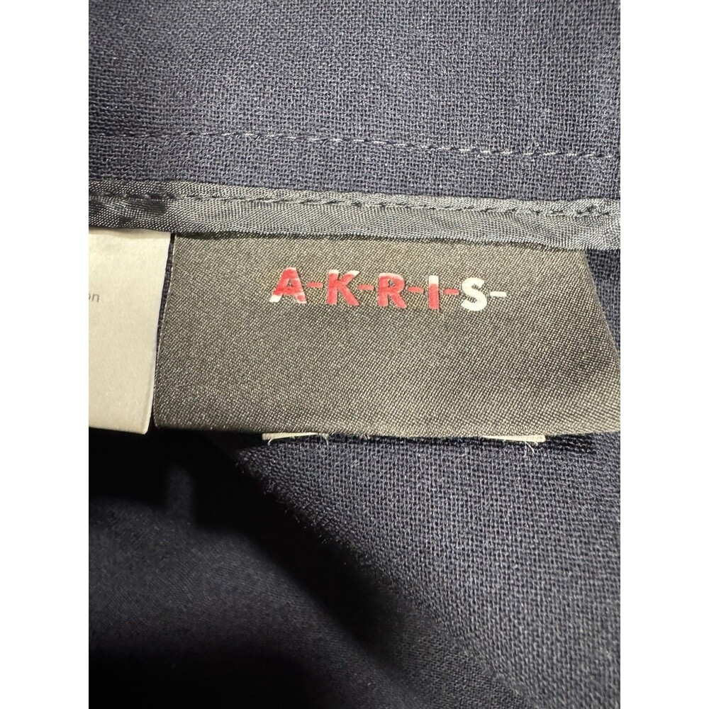 Akris Pants Womens 10 Navy Blue Side Zip Trousers Wool Wide Leg Dress Pants - Picture 11 of 14